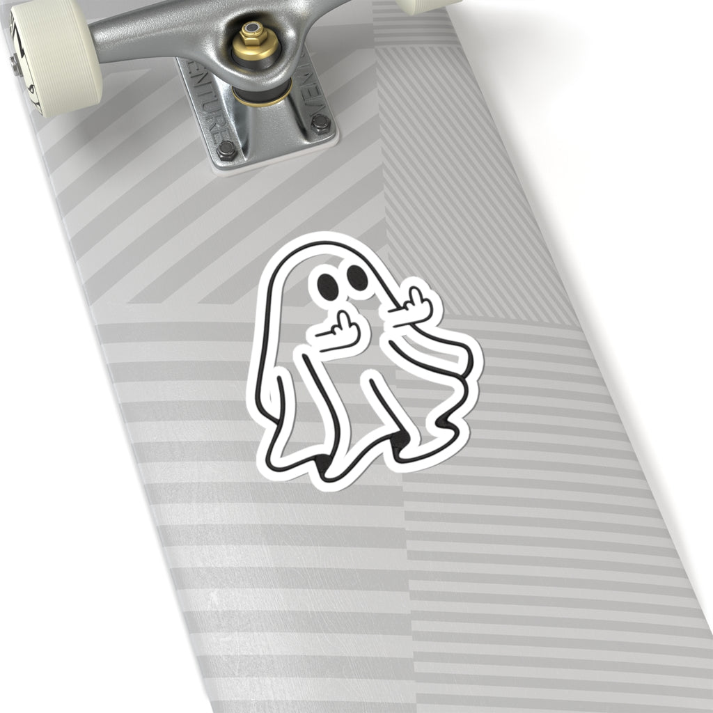 Ghost Sticker — Cute Spooky Middle Finger Vinyl Decal for Laptops & Water Bottles