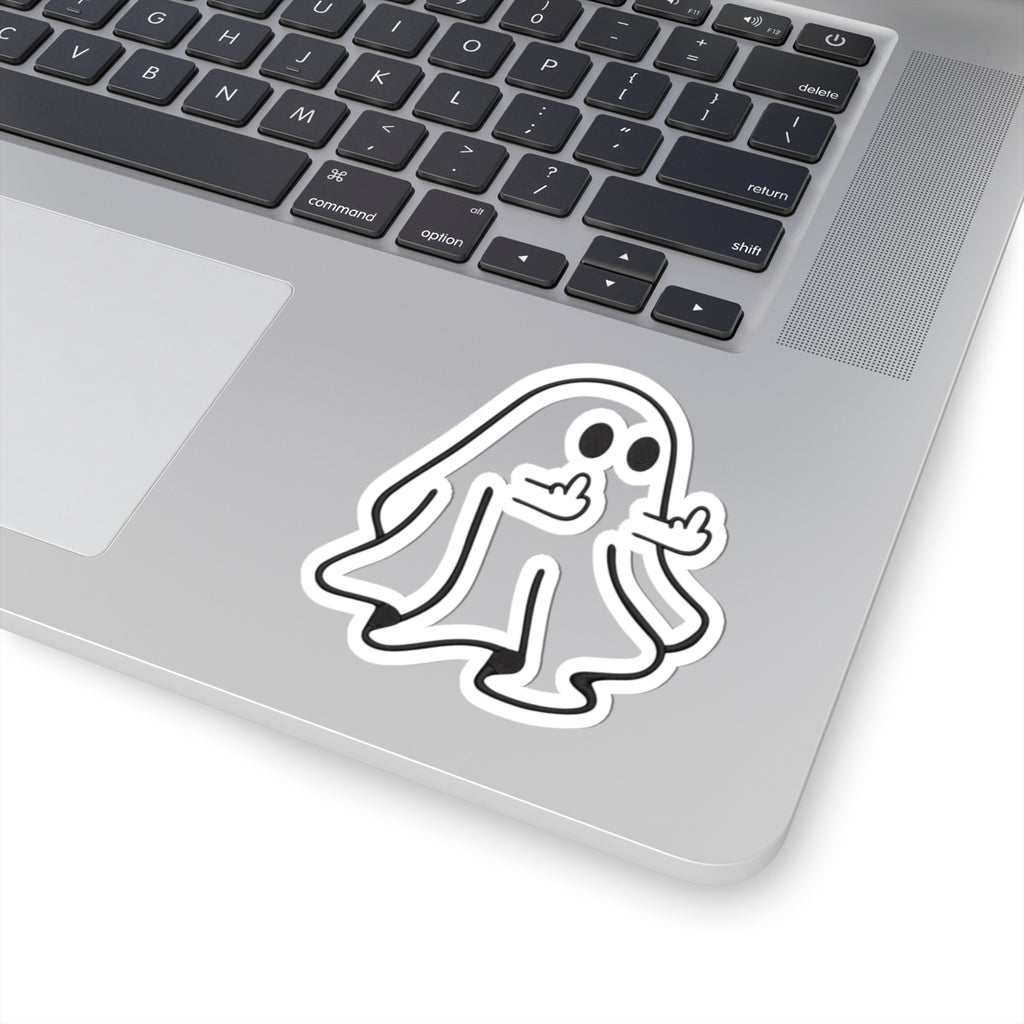 Ghost Sticker — Cute Spooky Middle Finger Vinyl Decal for Laptops & Water Bottles