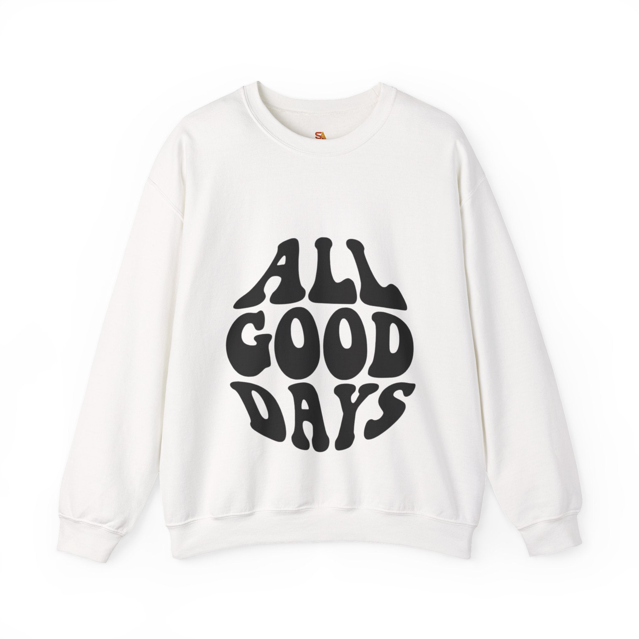 All Good Days Crewneck Sweatshirt — Retro Groovy Typography Pullover
