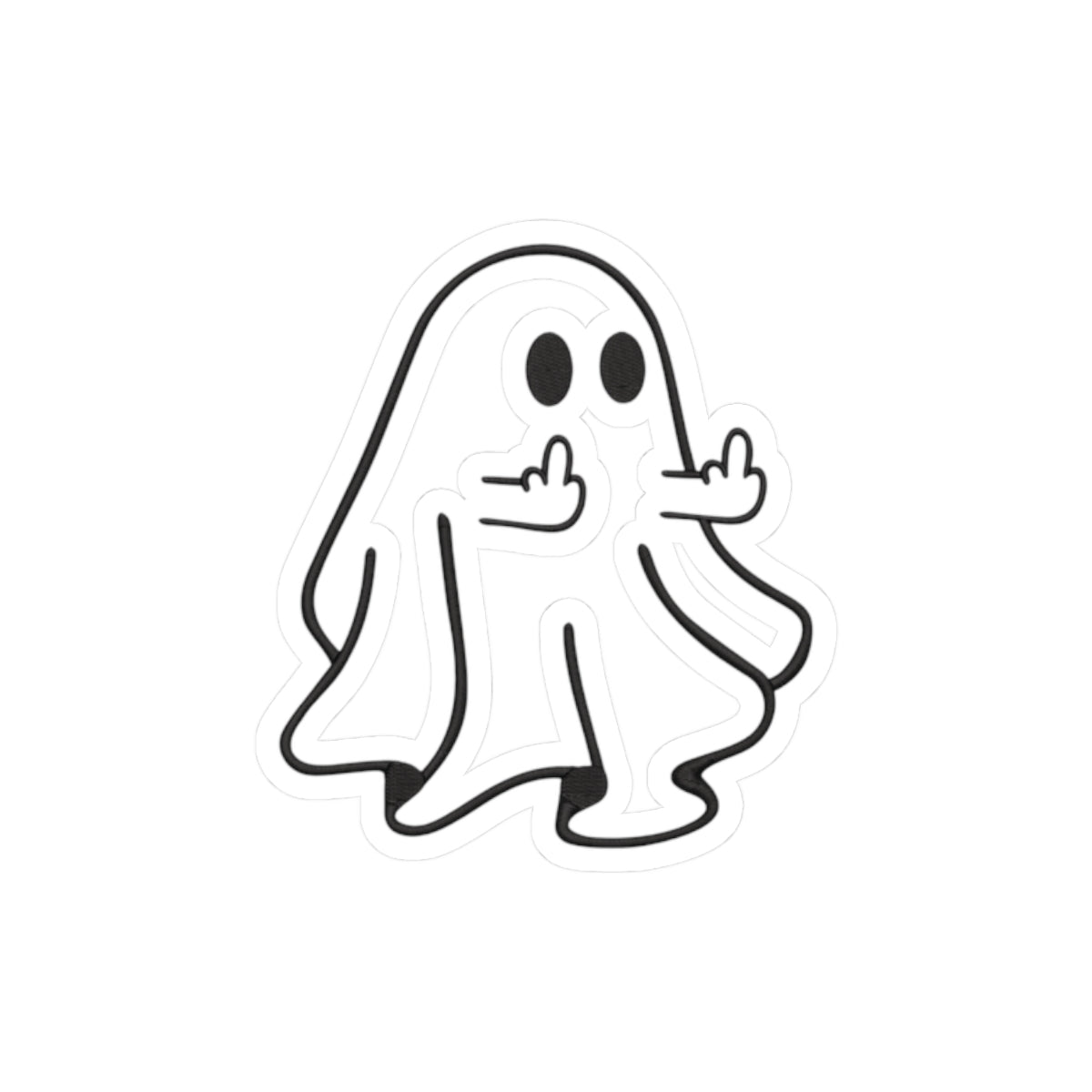 Ghost Sticker — Cute Spooky Middle Finger Vinyl Decal for Laptops & Water Bottles