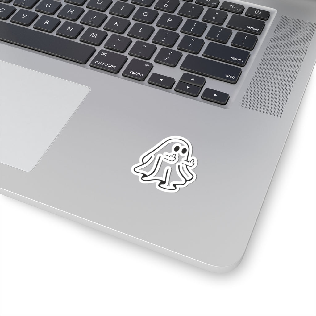 Ghost Sticker — Cute Spooky Middle Finger Vinyl Decal for Laptops & Water Bottles