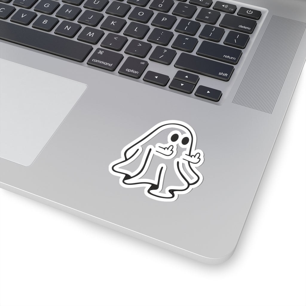 Ghost Sticker — Cute Spooky Middle Finger Vinyl Decal for Laptops & Water Bottles